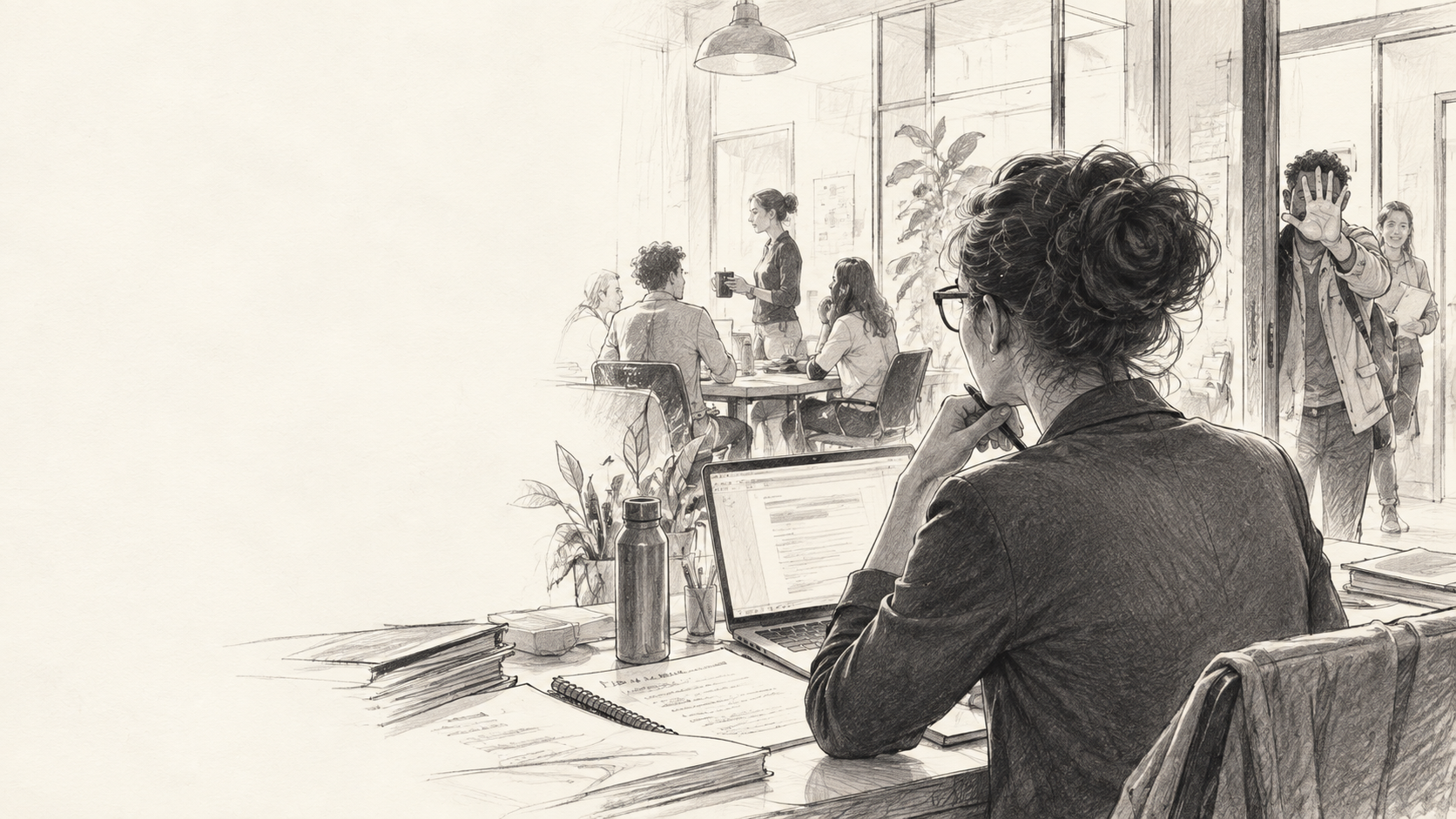 Illustration éditoriale de Jeanne dans son entreprise sociale